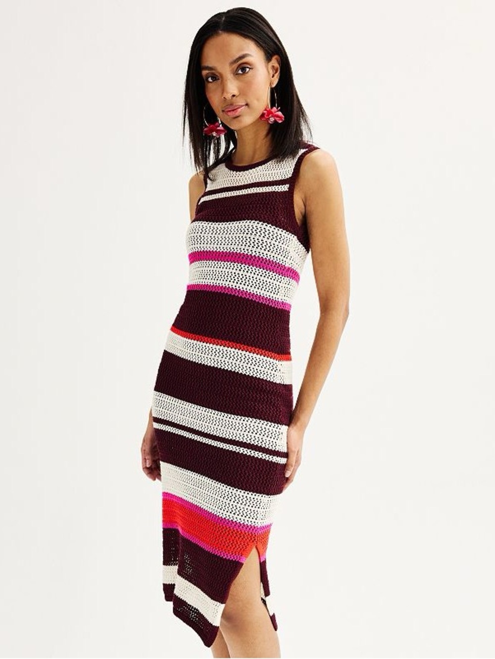 Nine West Crochet Striped Sleeveless Dress size S